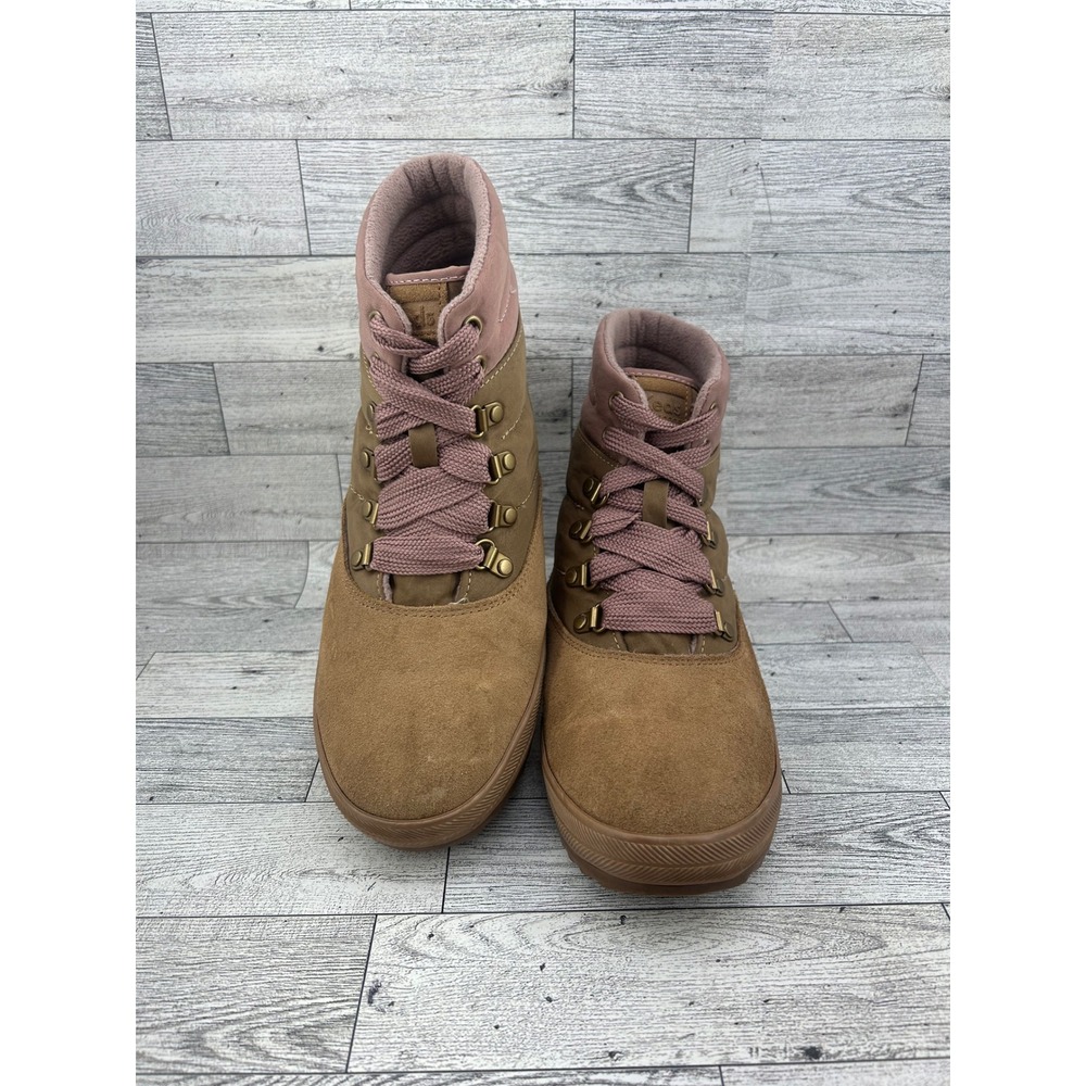 Keds Scout Boot II Water Resistant Tan Olive Rose Suede Nylon Boots Women Sz 7.5